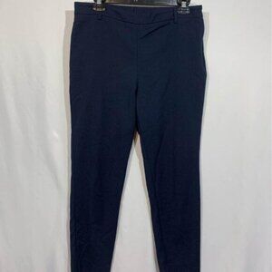 Womans navy blue ankle pants Elastic waist back pockets Belt loops  cond
